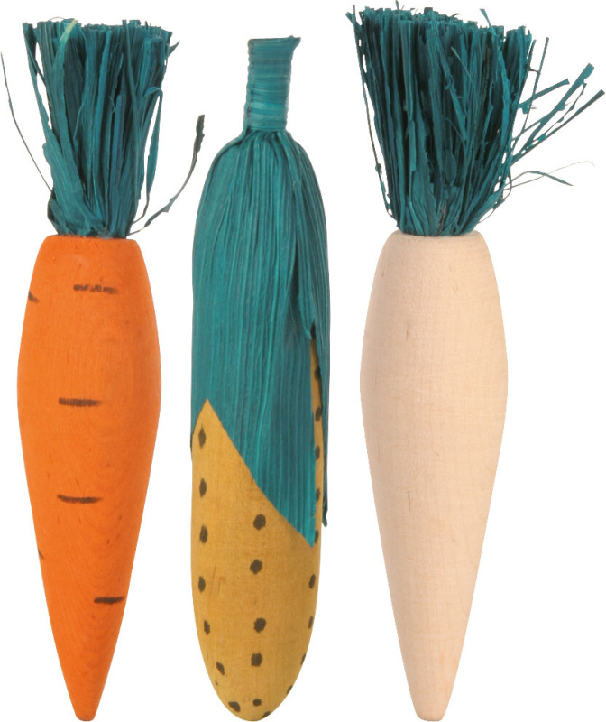 Dřevěná okusovací zelenina 10cm (3ks) TRIXIE 1 ks