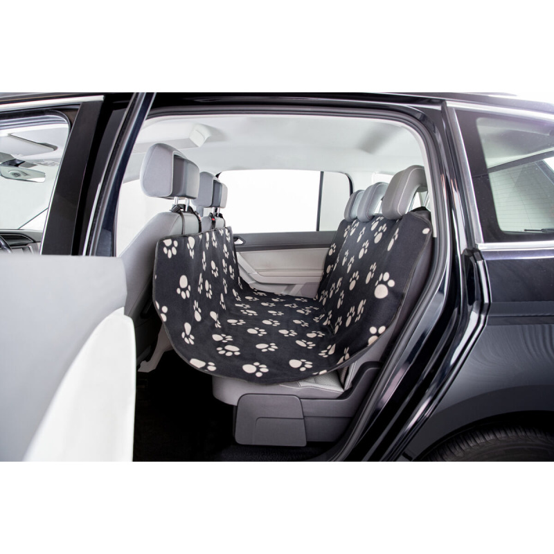 Autopotah nylon/flíz, černý s béžovými packami 1,40 x 1,45 m 1 ks