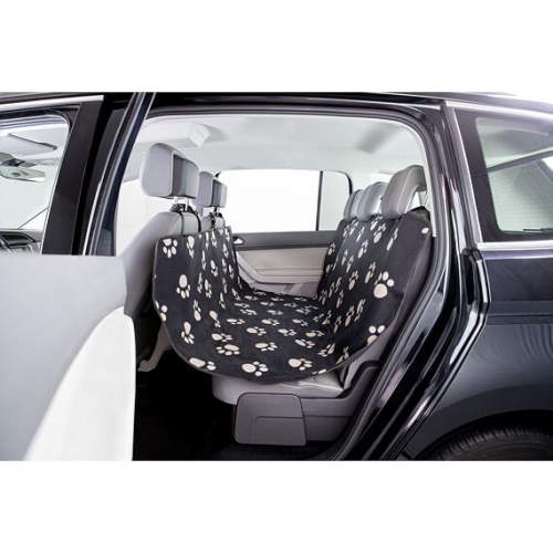 Autopotah nylon/flíz, černý s béžovými packami 1,40 x 1,45 m 1 ks