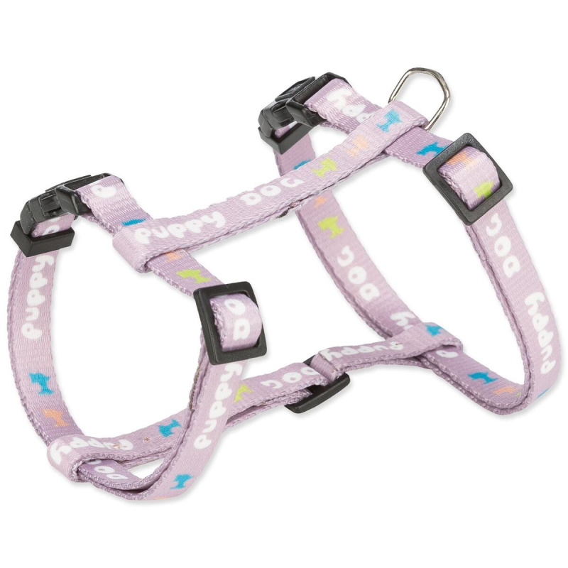 Junior puppy harness with lead, M–L: 27–45 cm/10 mm, 2.00 m, light lilac