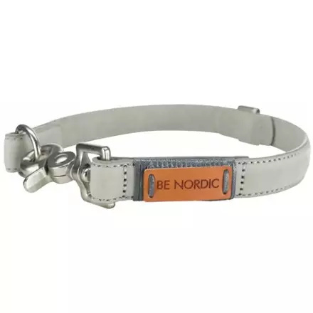 BE NORDIC kožený obojek - světle šedá L-XL: 55 cm/30mm
