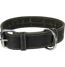 RUSTIC kožený obojek Heartbeat - černá L-XL:55-65cm/40mm