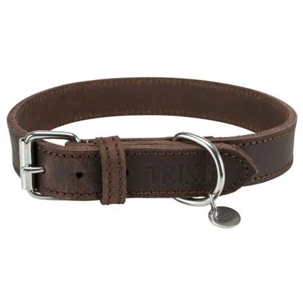 Kožený obojek RUSTIC - tmavě-hnědá M-L:42-48cm/25mm