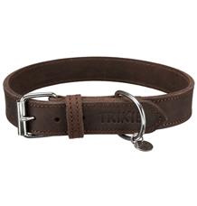 Kožený obojek RUSTIC - tmavě-hnědá L:48-56cm/30mm