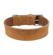 Rustic kožený obojek Heartbeat - hnědá L:47-55cm/40mm