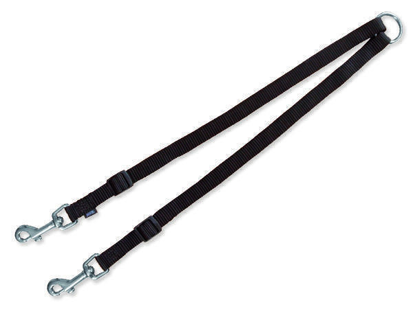 Nylonová rozdvojka - pásky s karabinami 40-70 cm/15 mm černá
