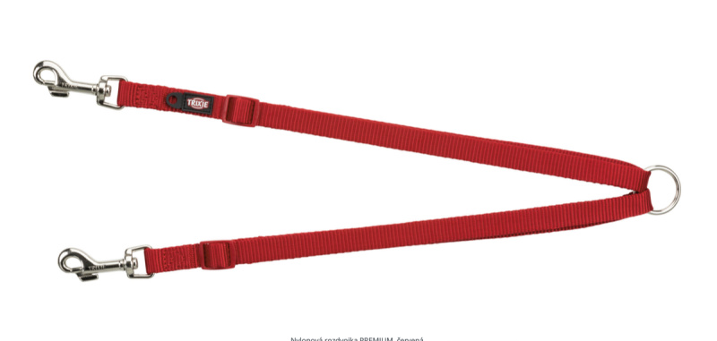 Nylonová rozdvojka - pásky s karabinami 40-70 cm/15 mm červená