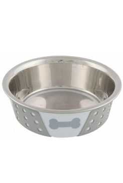 Nerezová miska se silikonovým opláštěním 0,4l/14cm bílo/šedá