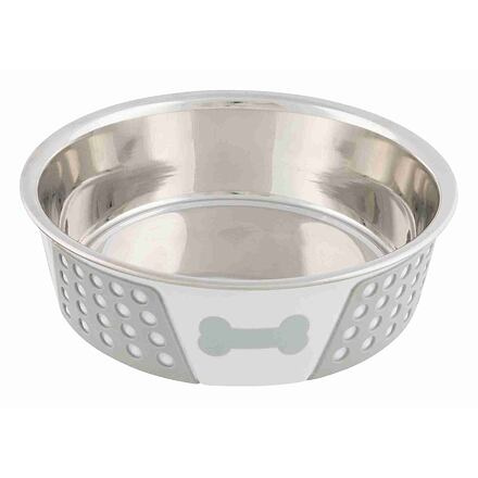 Nerezová miska se silikonovým opláštěním 0,4l/14cm bílo/šedá