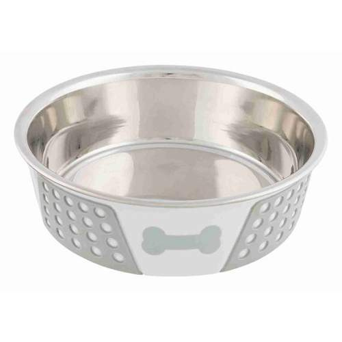 Nerezová miska se silikonovým opláštěním 0,4l/14cm bílo/šedá