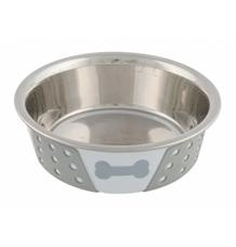 Nerezová miska se silikonovým opláštěním 0,4l/14cm bílo/šedá