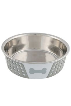 Nerezová miska se silikonovým opláštěním 1,4l/21cm bílo/šedá