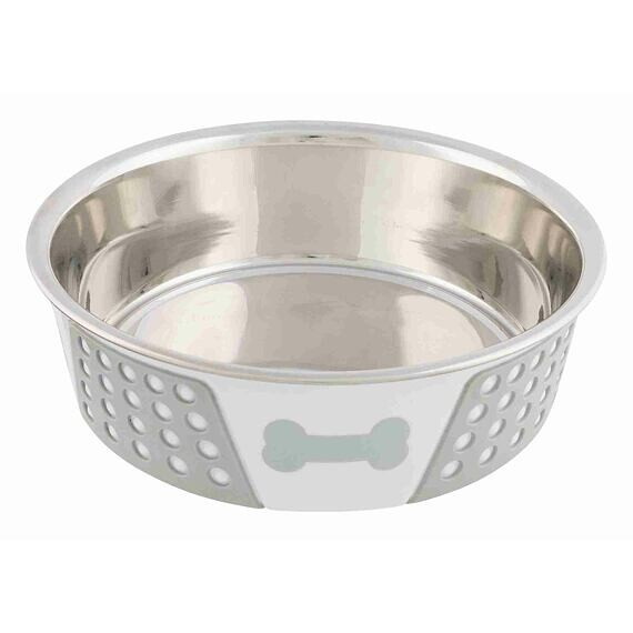 Nerezová miska se silikonovým opláštěním 1,4l/21cm bílo/šedá