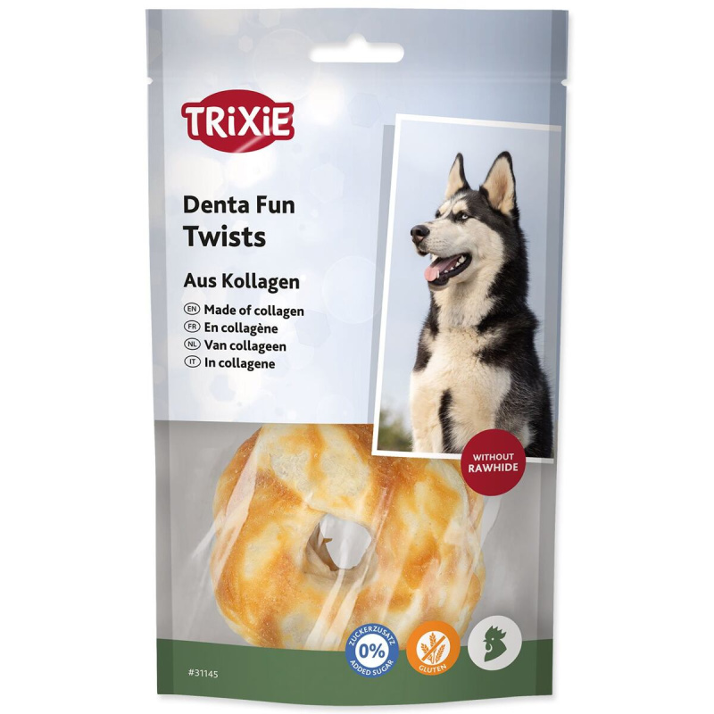 TRIXIE DentaFun Twists, kolagenové věnečky s kuřetem, 2 ks/ 85 g