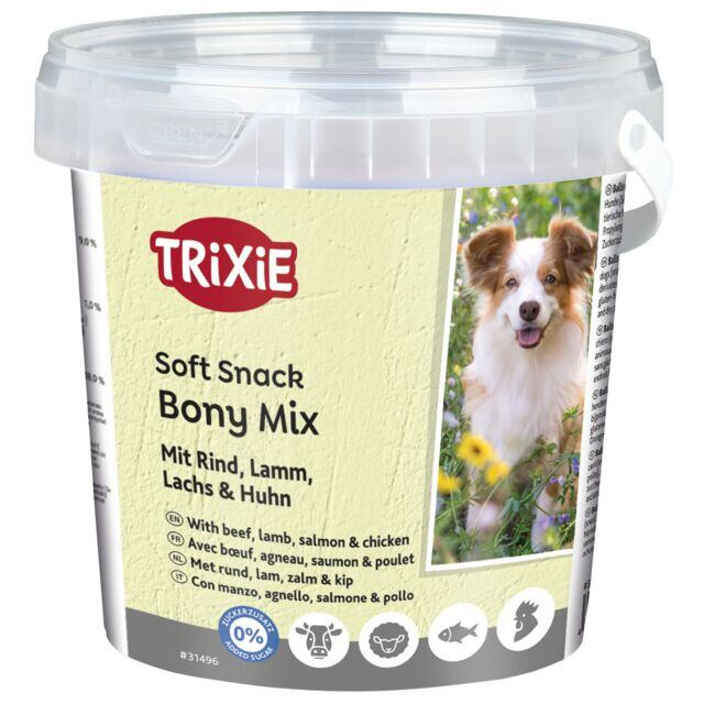 Trixie Soft Snack Bony MIX hověz, jehněč,losos 500g TR