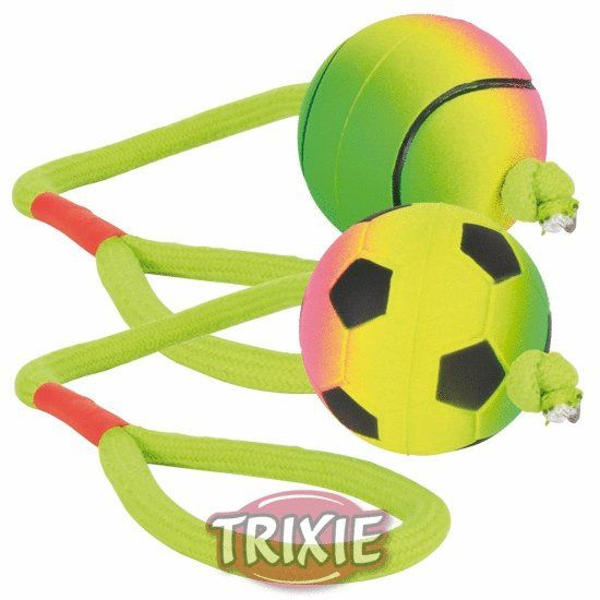 Trixie Míč Mechový Neonový Na Šňůře - 6cm/30cm