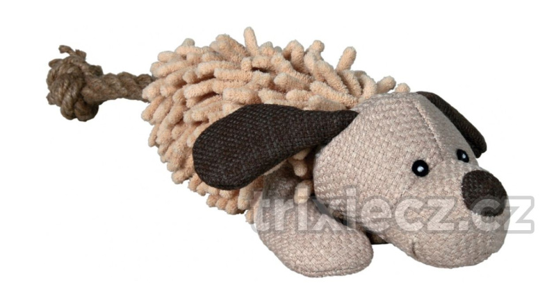 Plyšový pes s ocasem z lana 30 cm