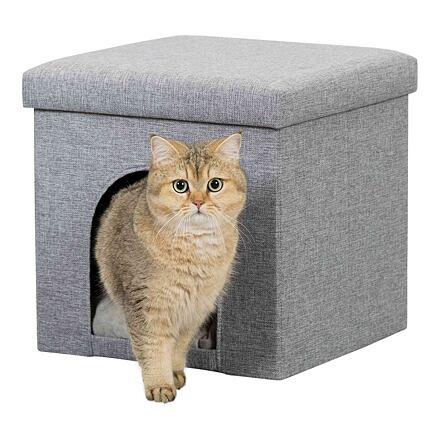 ALOIS taburet jeskyně, tkaná textilie šedý 38x40x38 cm