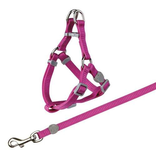 Nylonový postroj s vodítkem pro kočku červená 26-37 cm/10 mm, 1,20 m