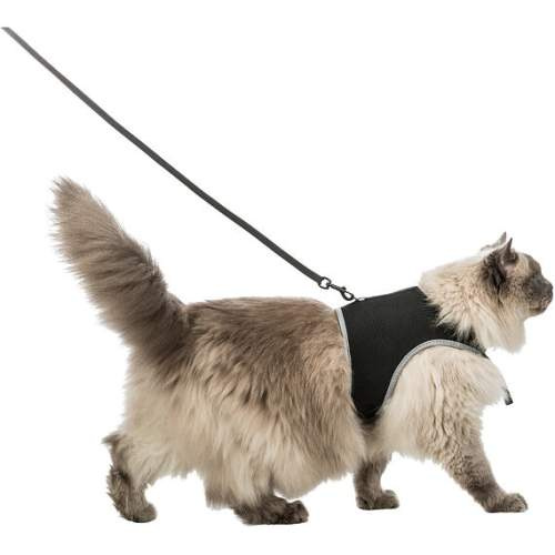 TRIXIE Měkký postroj s vodítkem pro kočku XL 36-54cm / 1,20 m černý