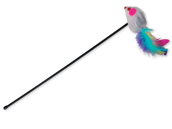Plastová udice - myška s péřovým ocasem 50 cm 50 cm