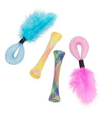 Set 4ks trubiček s peřím, hračka pro kočky,  15 cm 1 set