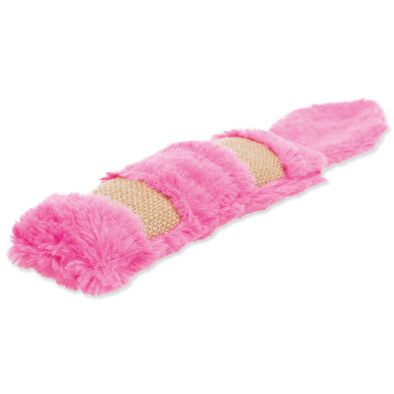 Poduška s ocasem XXL, plyš/juta/catnip, šusticí, 39cm 39cm