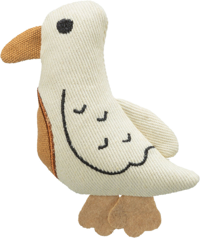 Bird - ptáček 13 cm, hračka pro kočky, tkanina,  krémová 1 ks