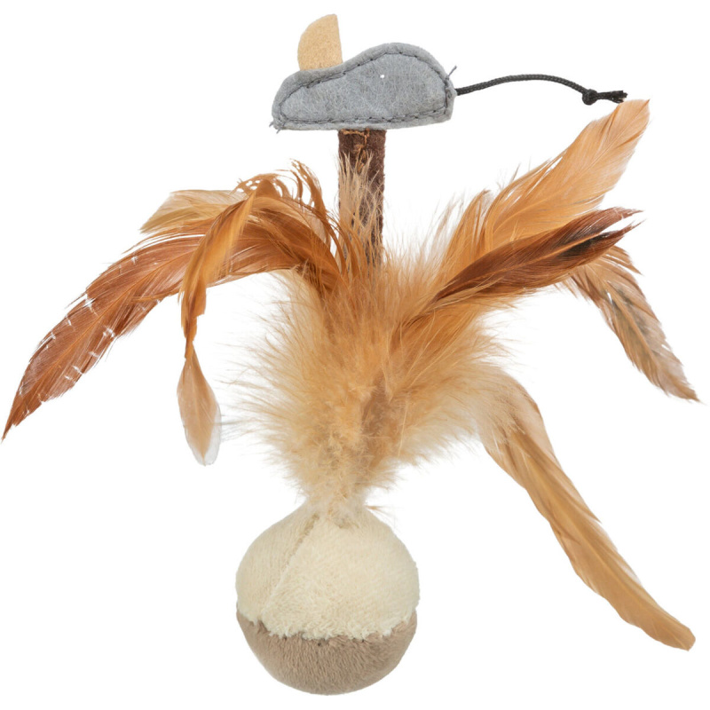 Squieky míček s peřím a myškou 15 cm 1 ks