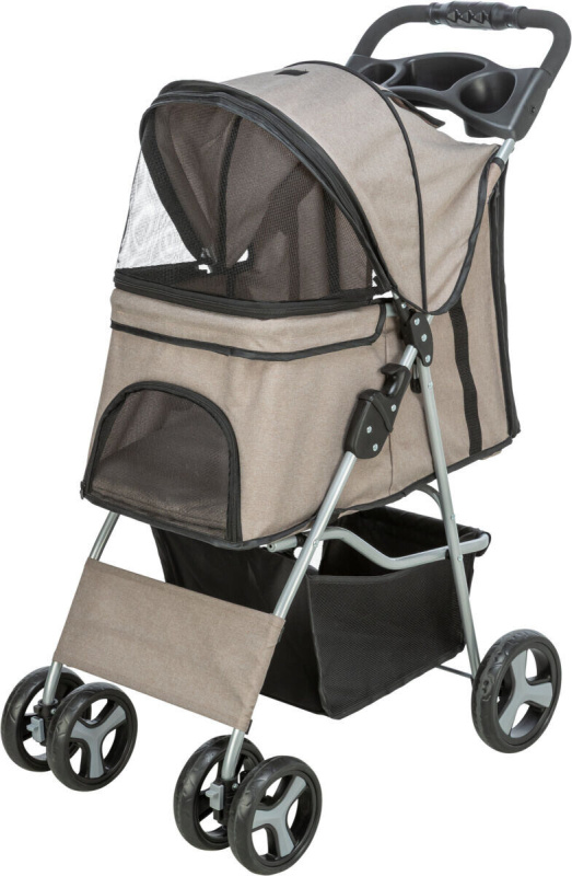 TRIXIE Kočárek pro psy BUGGY, rychlosklápěcí, 47 x 100 x 80 cm, nosnost do 15 kg, šedohnědá
