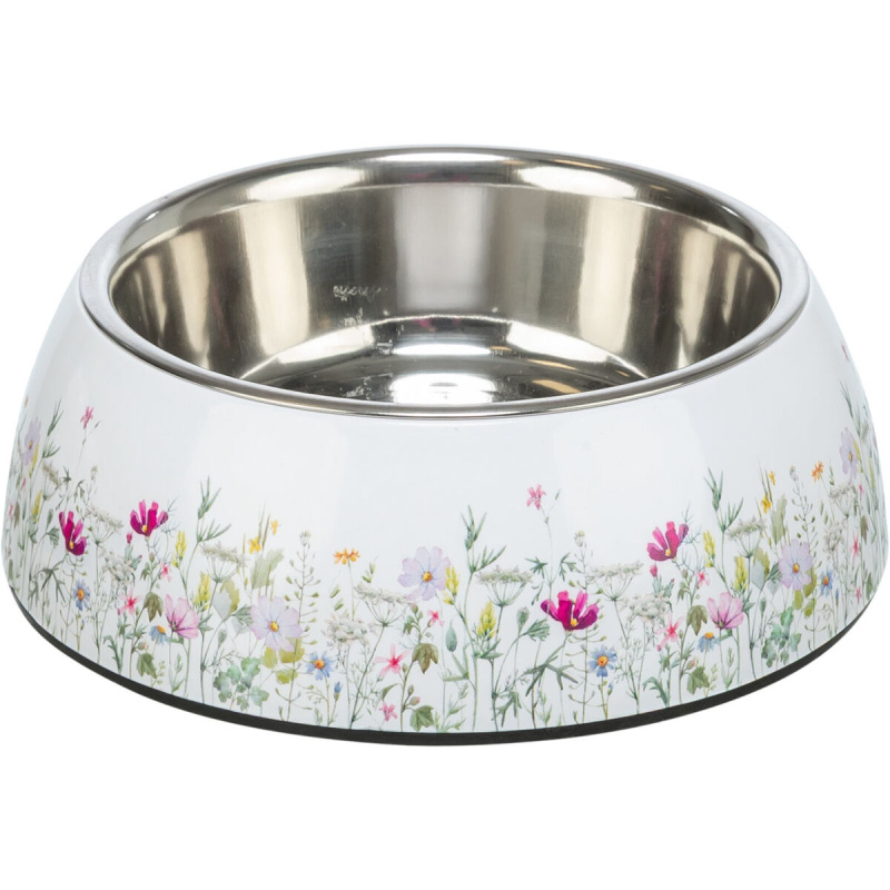 TRIXIE Miska nerez s květinovým vzorem, vyjímatelná,0.75 l/ø 22 cm, bílá/pestrobarevná