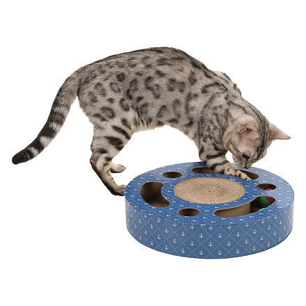 Škrabací bubínek s hračkami modrý 33 cm