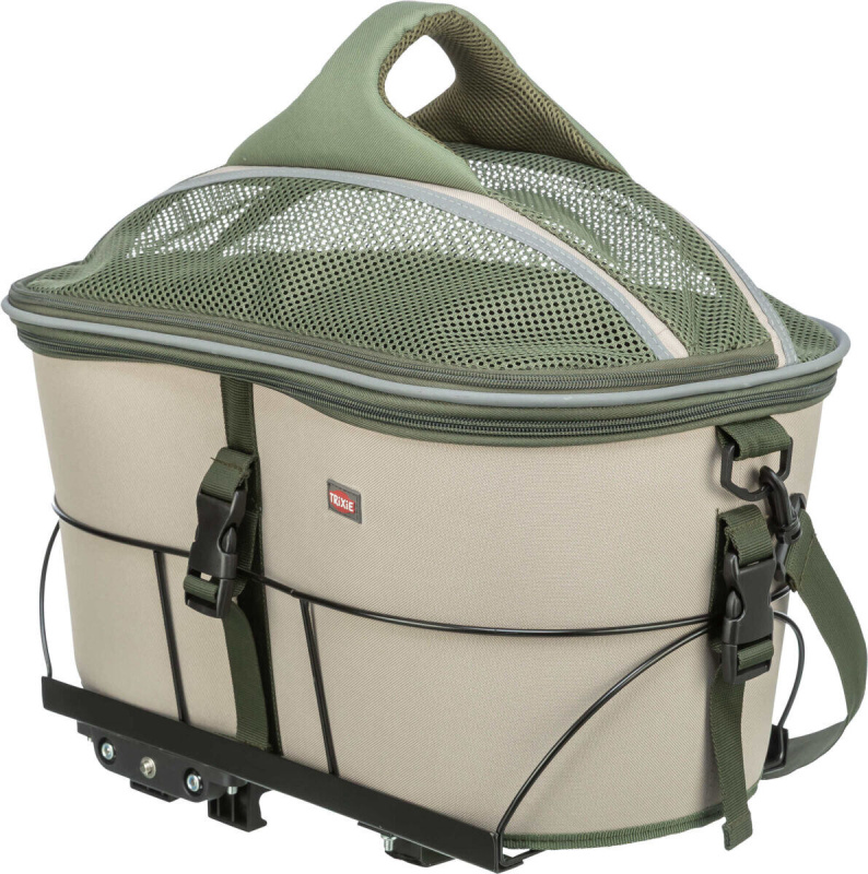 Transportní koš na nosič, polyester, 33 x 40 x 34 cm, olivově zelená/béžová 1ks