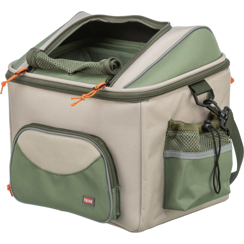 Transportní koš na nosič, polyester, 48 x 40 x 34 cm, olivově zelená/béžová 1 ks