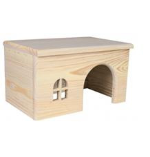 Dř. domek s rovnou střechou pro křečky 15x12x15 cm