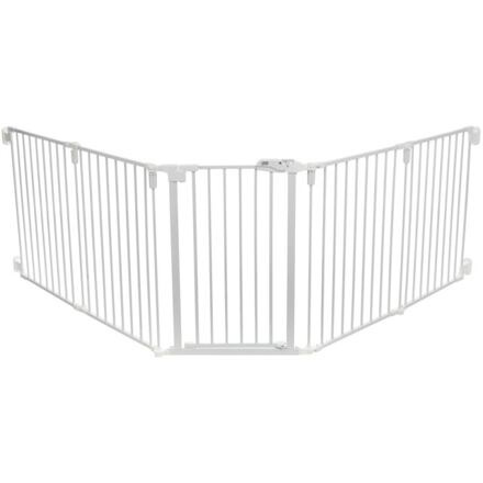 Zábrana pro psy s dvířky, 5 dílů, 62.5-300 x 76.5 cm, lakovaný kov 1 ks