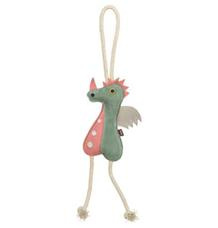Dragon - dráček na laně, 55 cm, hračka pro psy, 100% pravá kůže/lano, zelená 1 ks
