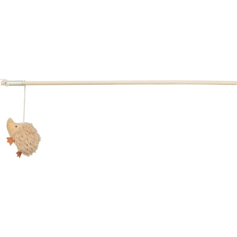 Vánoční hrací prut s ježkem a catnipem, plyš/dřevo, béžová/zlatá 1ks/48cm