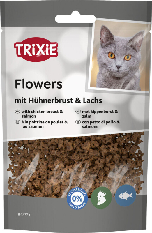 Flowers, kytičky s kuřecími prsy a lososem 50g