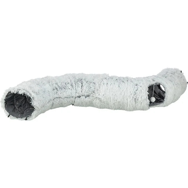 HARVEY plyšový hrací tunel / donut, ø 25 cm/160 cm, šedá 1 ks