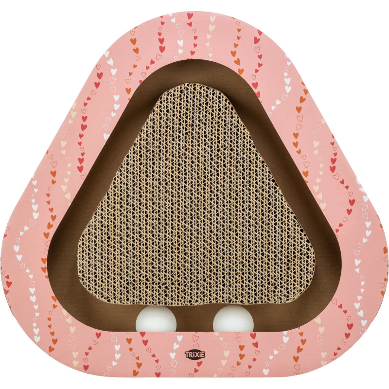 TRIXIE Škrabací karton VALENTINE triangl, s míčky a catnipem, 36 x 5 x 36/36 cm, losos - LIMITOVANÁ NABÍDKA