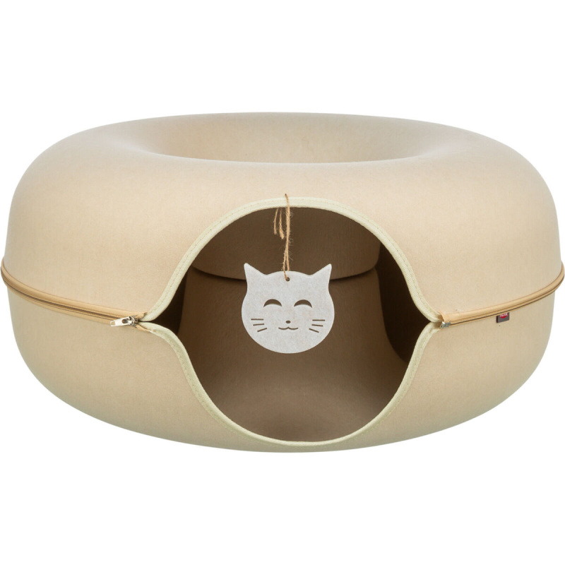 TRIXIE Filcová boudička - donut, ø 60 cm, s hračkou, béžová