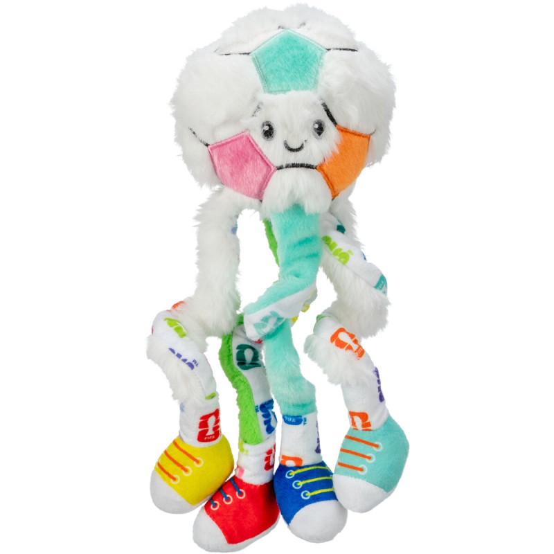 TRIXIE FIFA 2026 fotbalový míč s nožičkami, 32 cm, chlupatý plyš, bílá/barevná - LIMITOVANÁ NABÍDKA