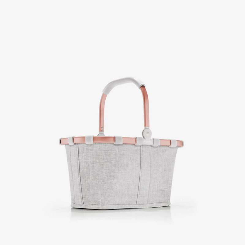 Nákupní košík Reisenthel Carrybag - 5 L - světle šedý s růžově zlatým rámem