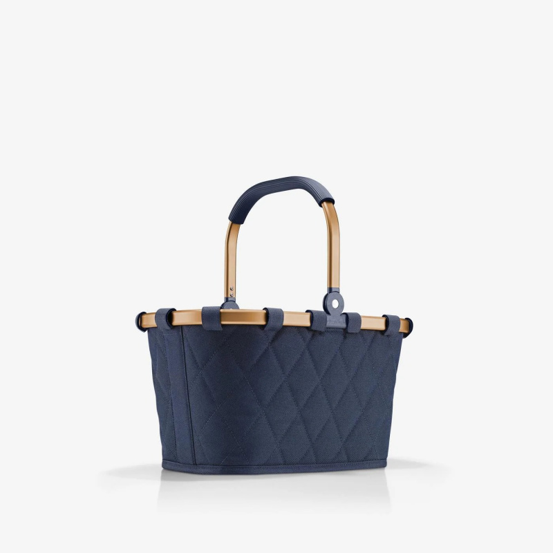 Nákupní košík Reisenthel Carrybag - 5 L - navy prošívaný se zlatým rámem