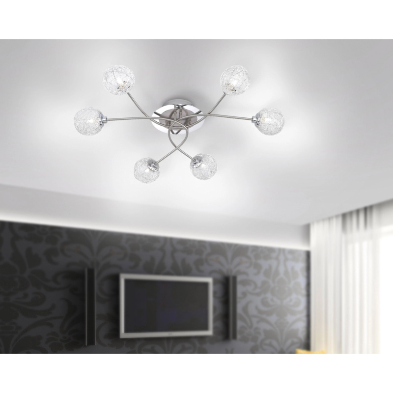 Paul Neuhaus Halogenové stropní svítidlo Womble, 6x28W, ocel, pr. 70 cm