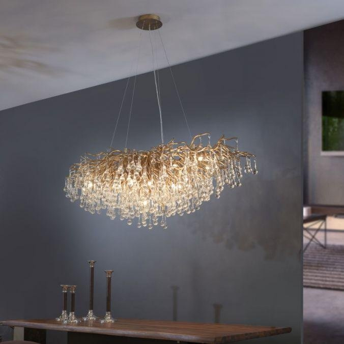 Paul Neuhaus Závěsné svítidlo ICICLE, 15xG9, š. 150 cm Barva: Mosaz
