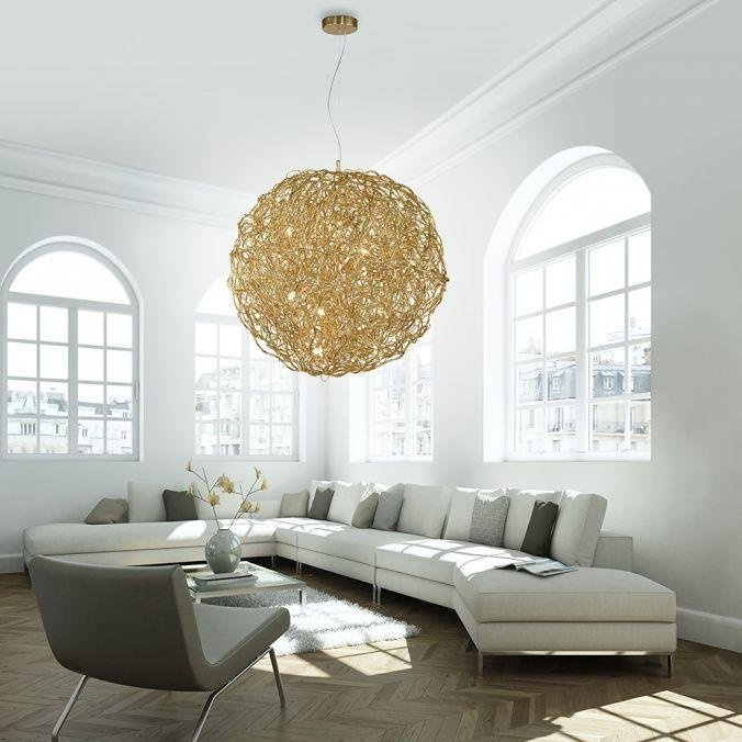 Paul Neuhaus Závěsné LED luxusní svítidlo SAREA, 600W, ø 75 cm Barva: Zlatá