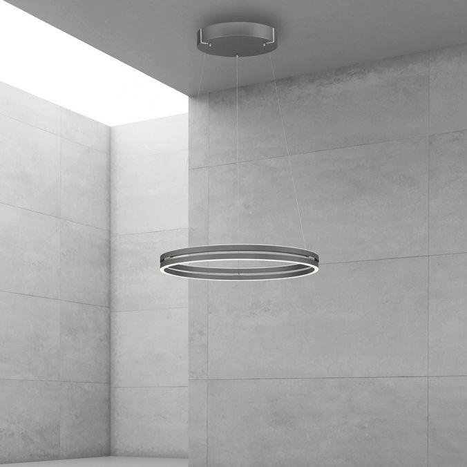 Paul Neuhaus Závěsné LED svítidlo PURE E-Loop, 53W, ø 70,1 cm, 2700-5000K, elektricky nastavitelná výška Barva: Mystická šedá