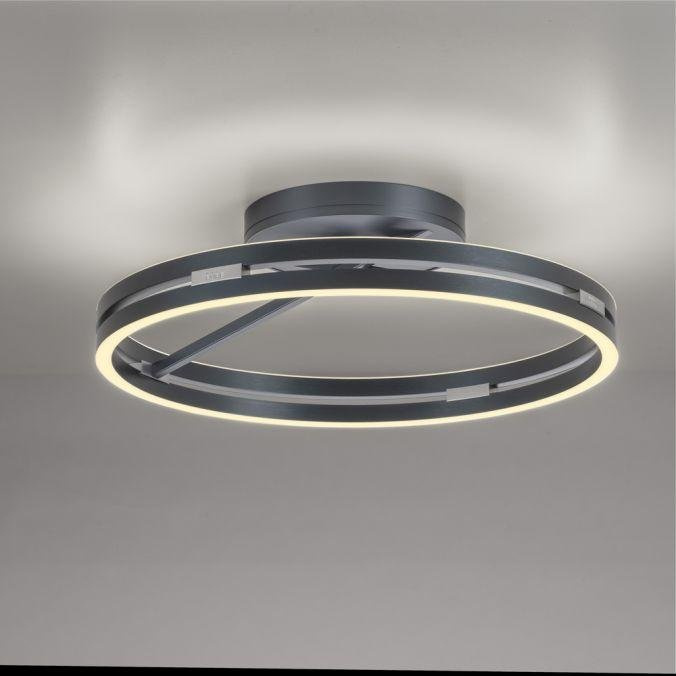 PAULNEUHAUS Stropní LED svítidlo PURE Loop, pr.60cm, 7W+30W 2700-5000K, šedá mystic